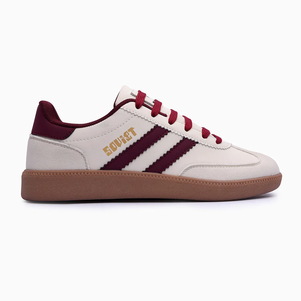 Soviet Ladies Ness Lace Up Sneaker - Cream/Plum Power Move