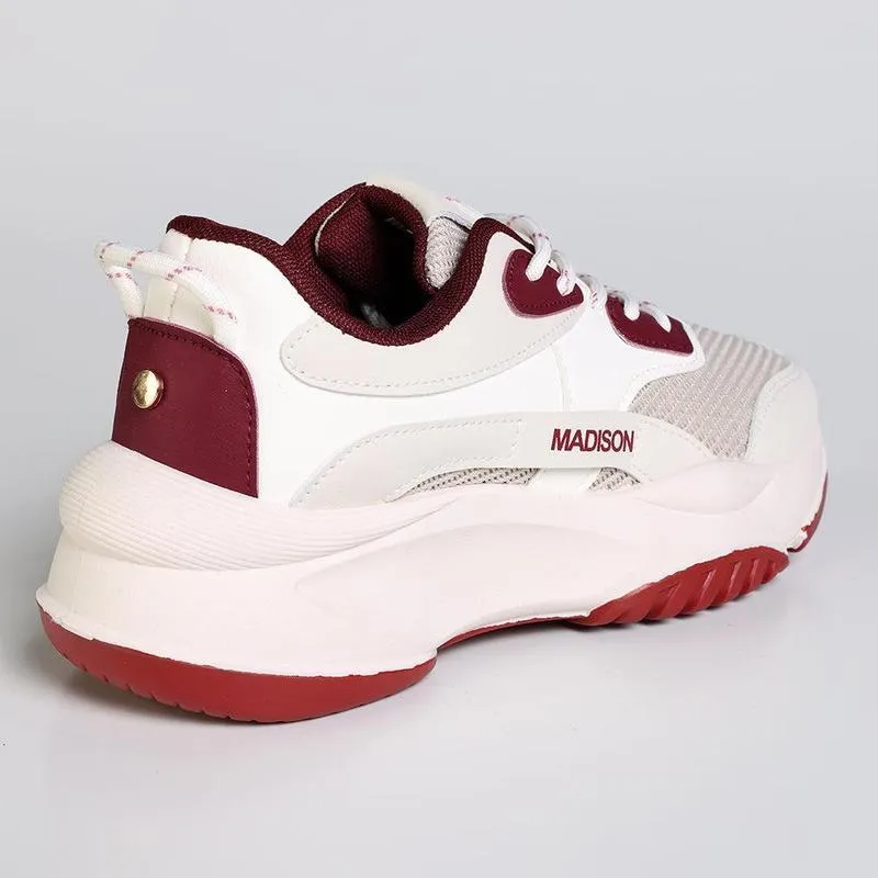 Abrasion Pads Madison Kim Ladies Fashion Sneaker - White / Burgundy