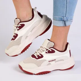Padded Fit Active Choice Madison Kim Ladies Fashion Sneaker - White / Burgundy