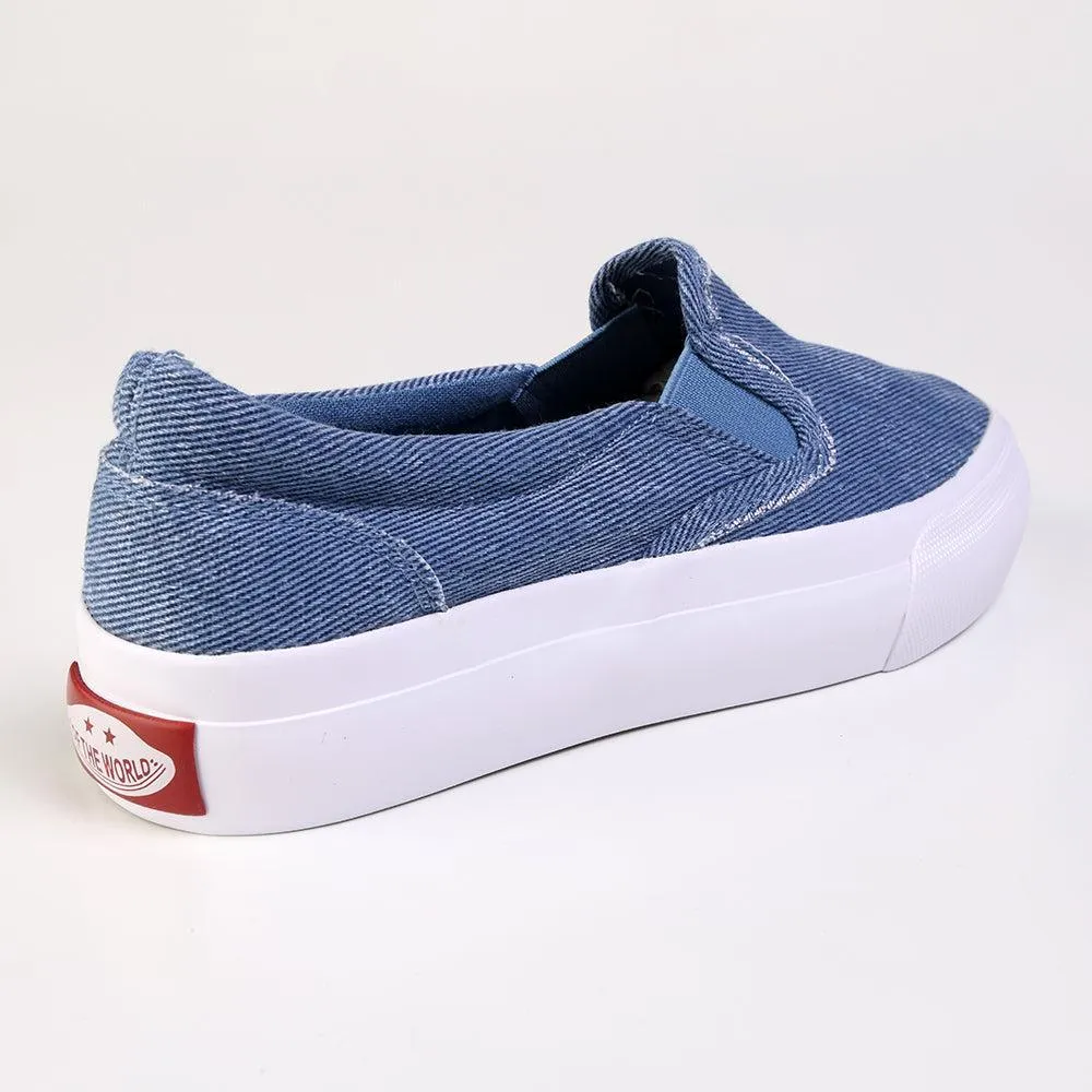 Modern Routine Direct Ladies Fashion Vulcanized Sneakers  - Blue Denim