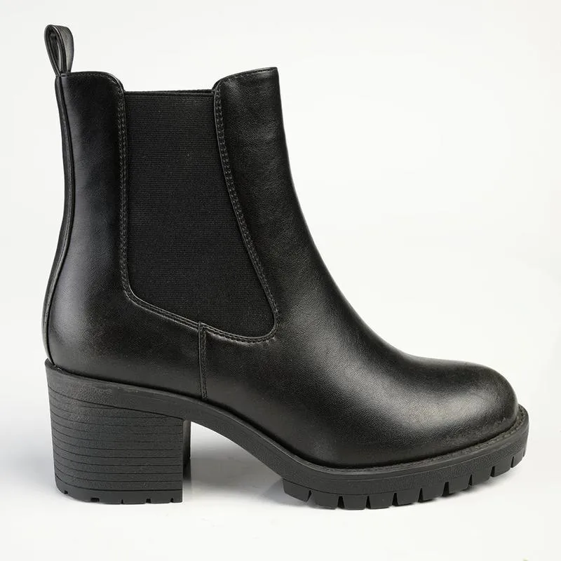 Madison Jolinda Block Heel Chelsea Boot - Black Low Profile