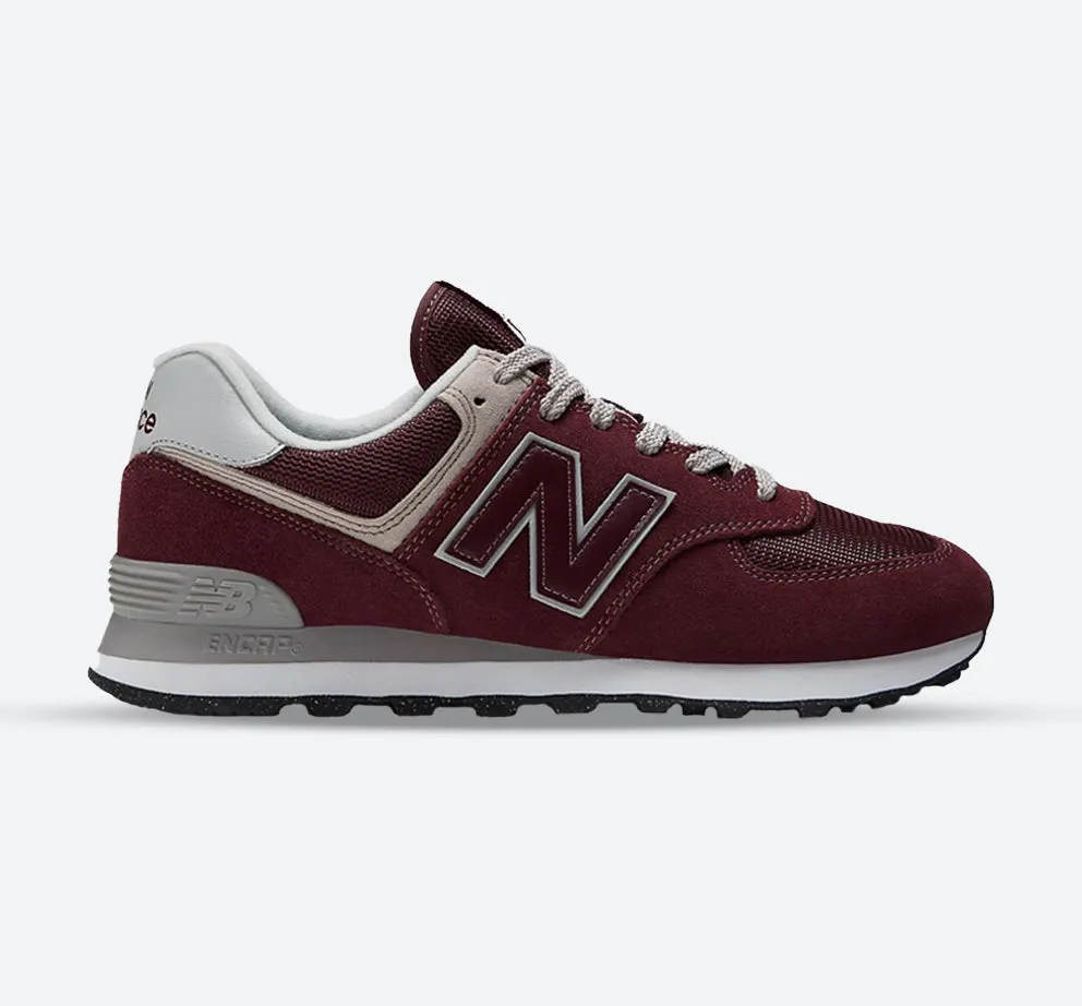 Men's Wide Fit New Balance ML574EVM Walking/Running Trainers - Exclusive - Burgundy/White ENCAP Shock Edge Weekend Chill