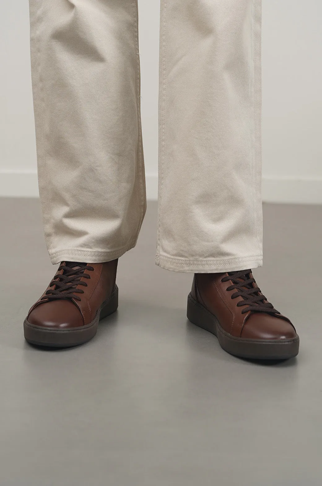 Iconic lining HIGH-TOP LEATHER SNEAKERS