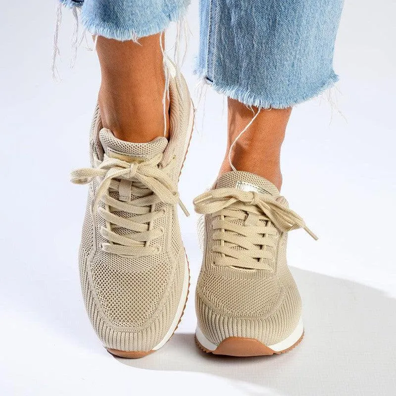 Comfortable Arch Area Hush Puppies Remy Flyknit Sneaker - Beige