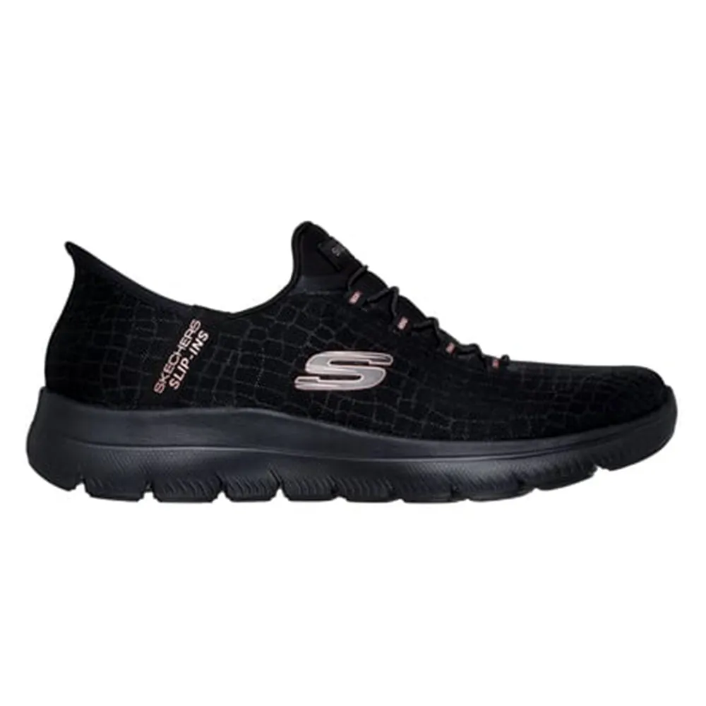 Torsional Rigidity Bar Slip   On Design Skechers Summits Slip On Sneaker - Black Gold