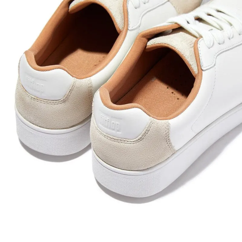 Fit Flop Rally Suede Back leather Sneaker - White Impact Dispersion Layer All-Purpose Style