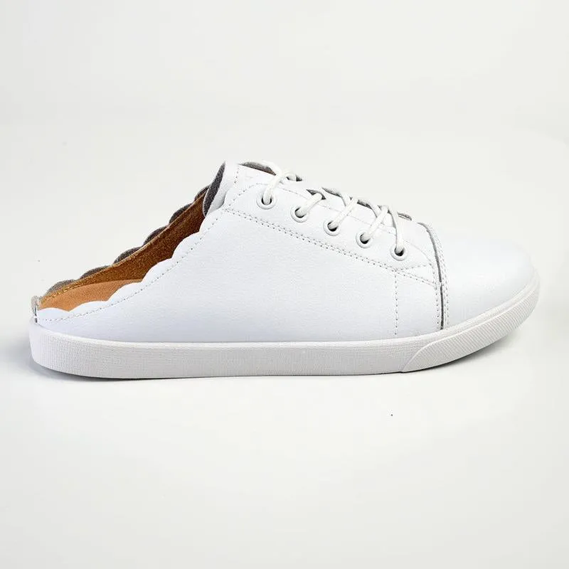 Casual Appeal Abrasion Resistant Toe Julz Luka Leather Mule Slip On Sneaker - White