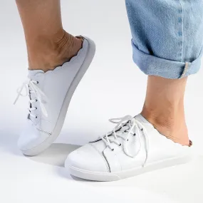Comfortable Upper Julz Luka Leather Mule Slip On Sneaker - White