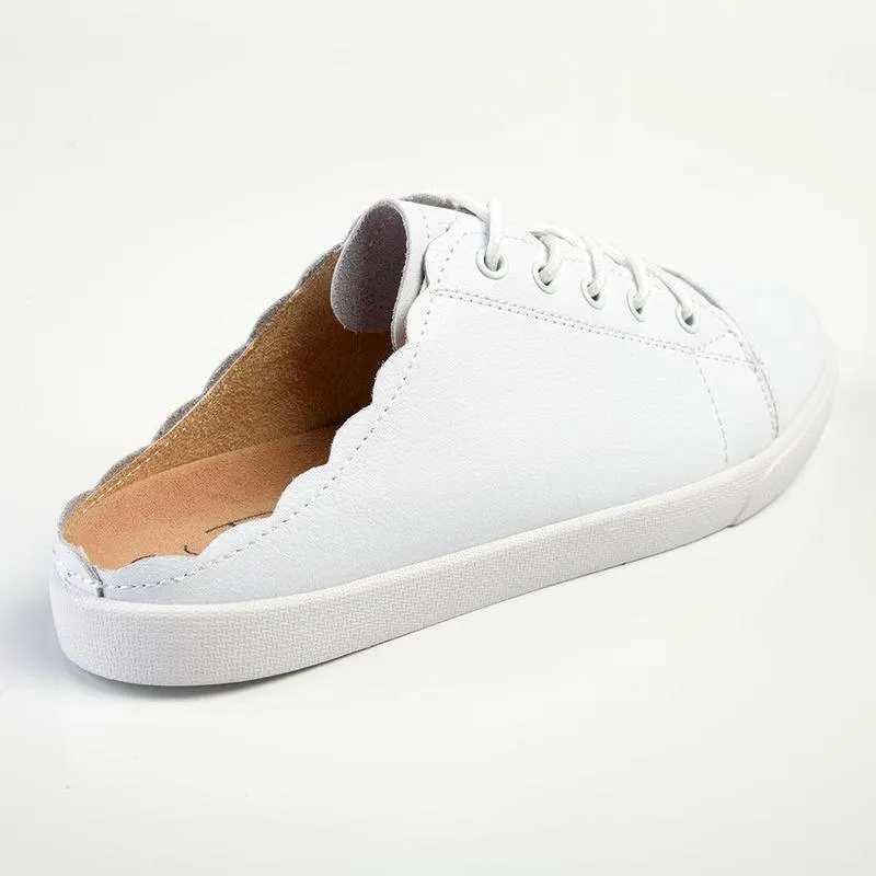 Julz Luka Leather Mule Slip On Sneaker - White Vulcanized Construction