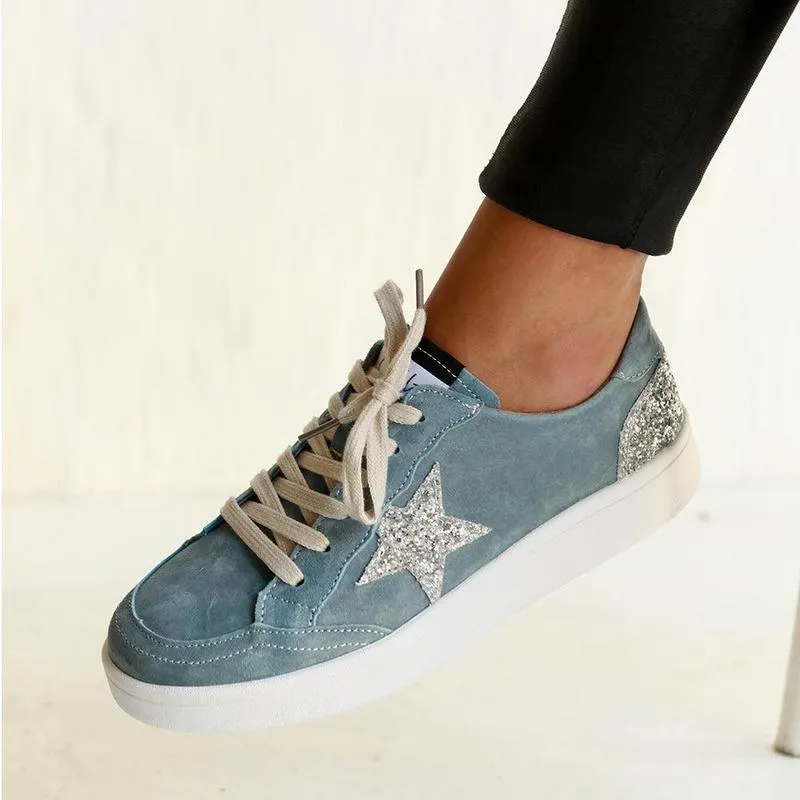 Julz Mia Leather Sneaker - Light Blue Workout Session
