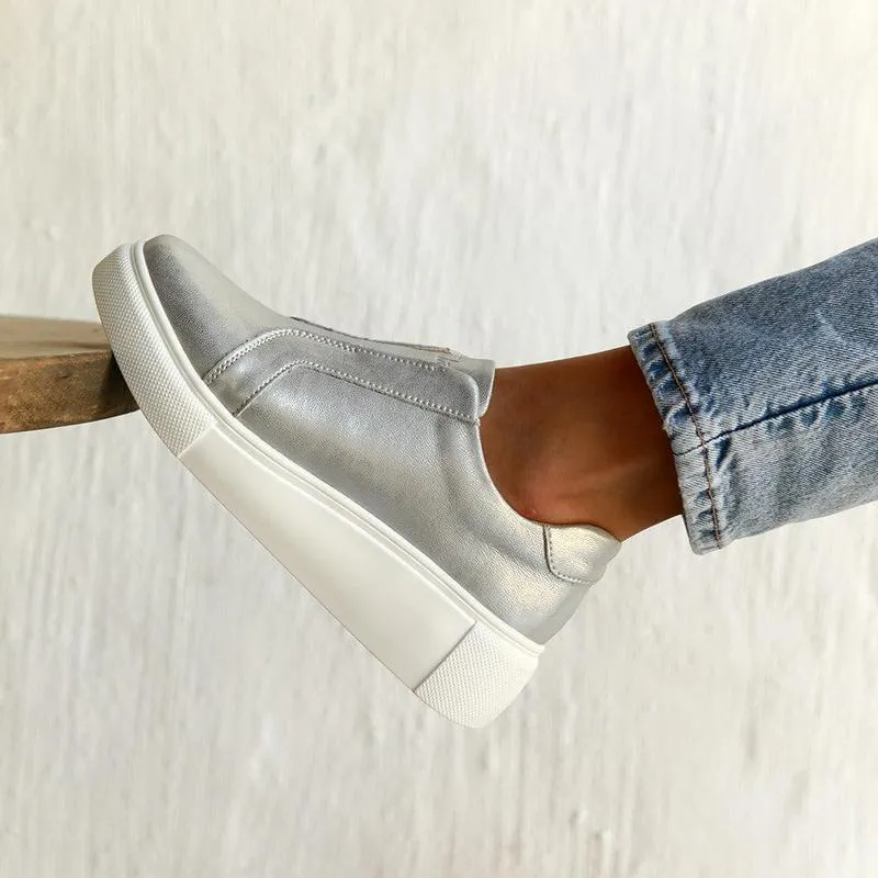 Julz Serena Leather Sneaker - Silver Thermo Regulating