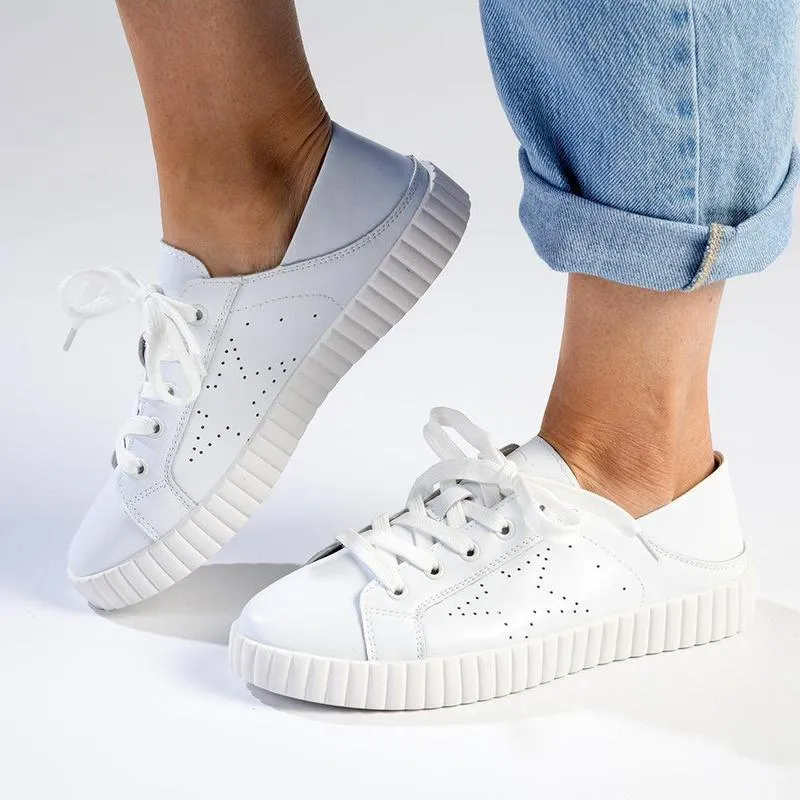 Julz Valentina Leather Sneaker - White SyntheticUpper Commuter Choice
