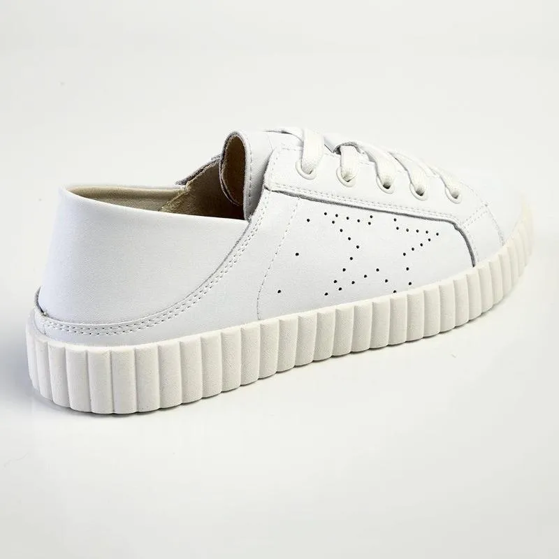 Julz Valentina Leather Sneaker - White MoistureWicking