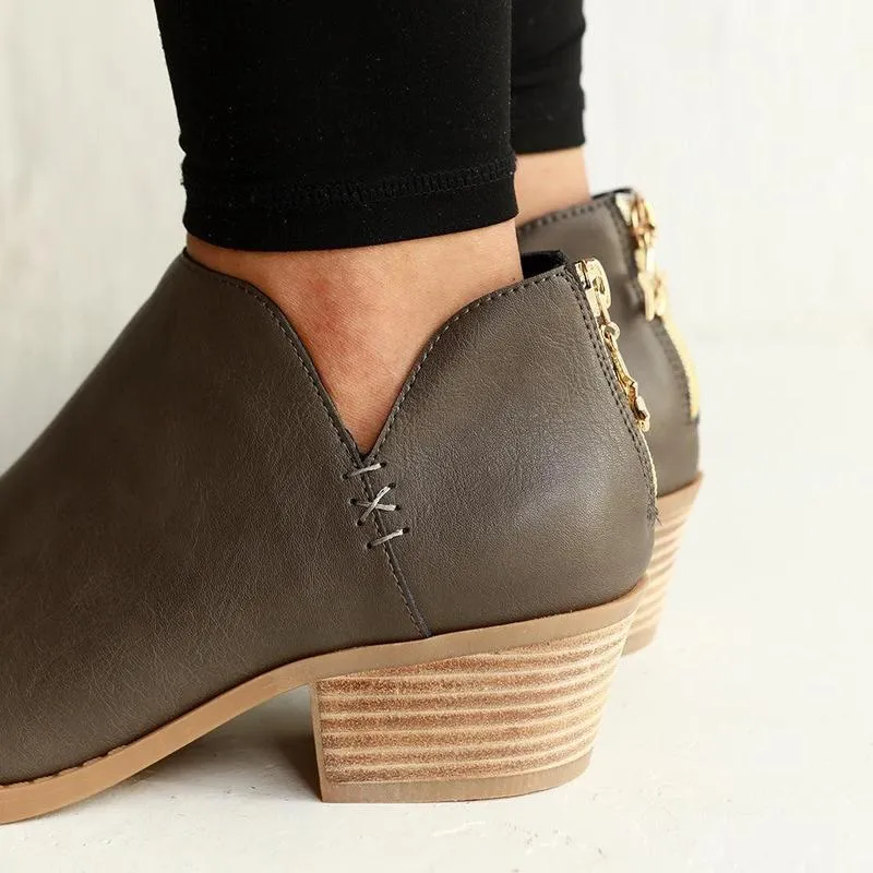 Julz Yada Leather Ankle Boot - Stone Casual Walk