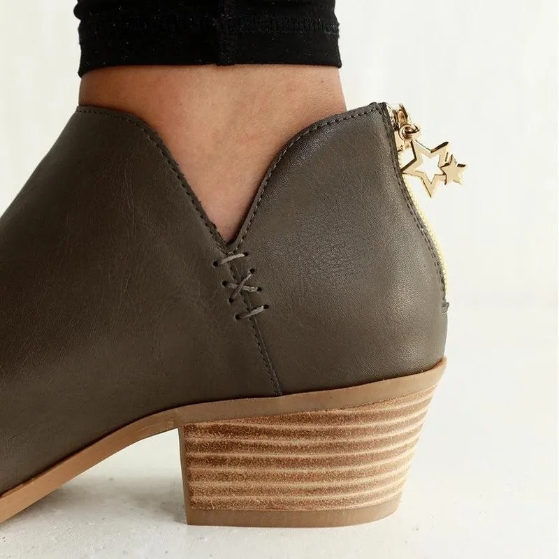 Julz Yada Leather Ankle Boot - Stone Elastic Material