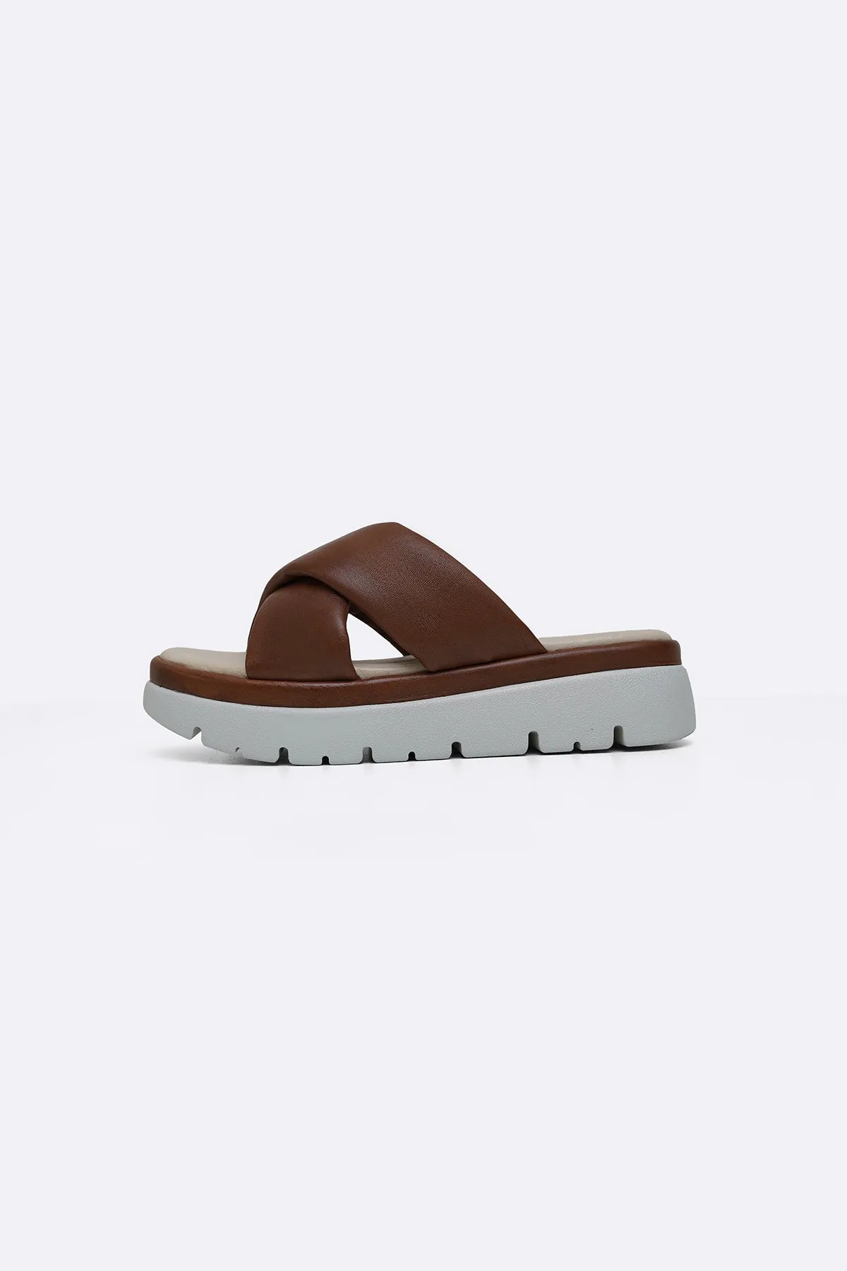LEATHER MAMA CROSS SLIDES Non Slip Outsole