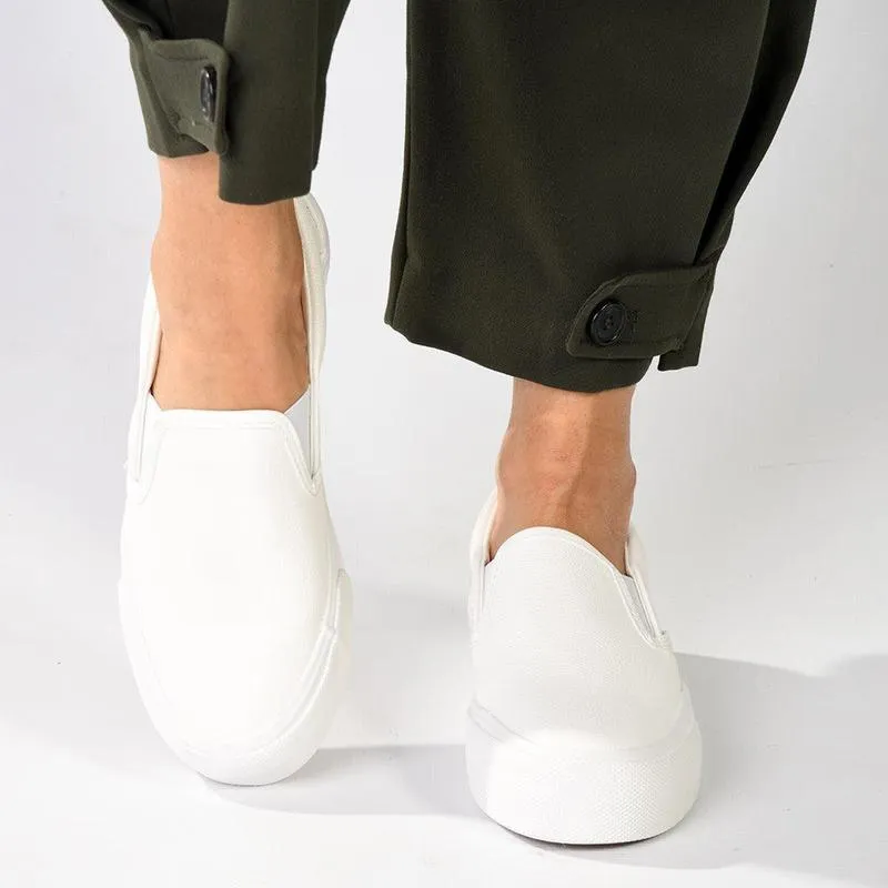 Gentle Texture Madison Ladies Platform Slip On Sneaker - White Mono