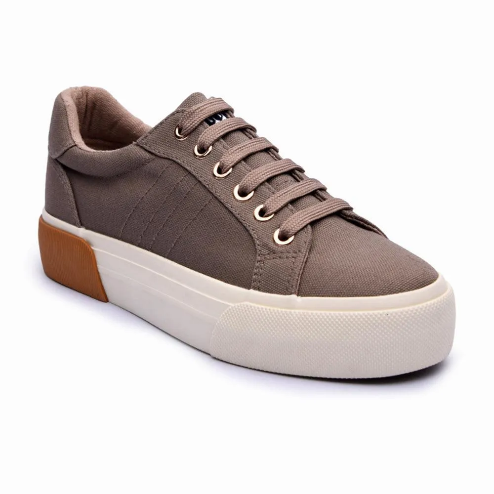 Compression Molded Heel Soviet Ladies Taurus Lace Up Sneaker - Taupe