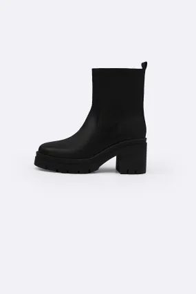 Reliable stability Impact Resistant Toe LEATHER PLATFORM BOOTS