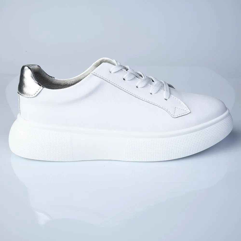 Julz Bayley Leather Platform Sneaker - White Fresh materials