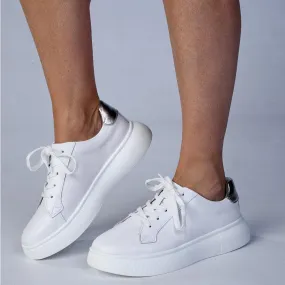 Shock-absorbent wear Lined Upper Julz Bayley Leather Platform Sneaker - White
