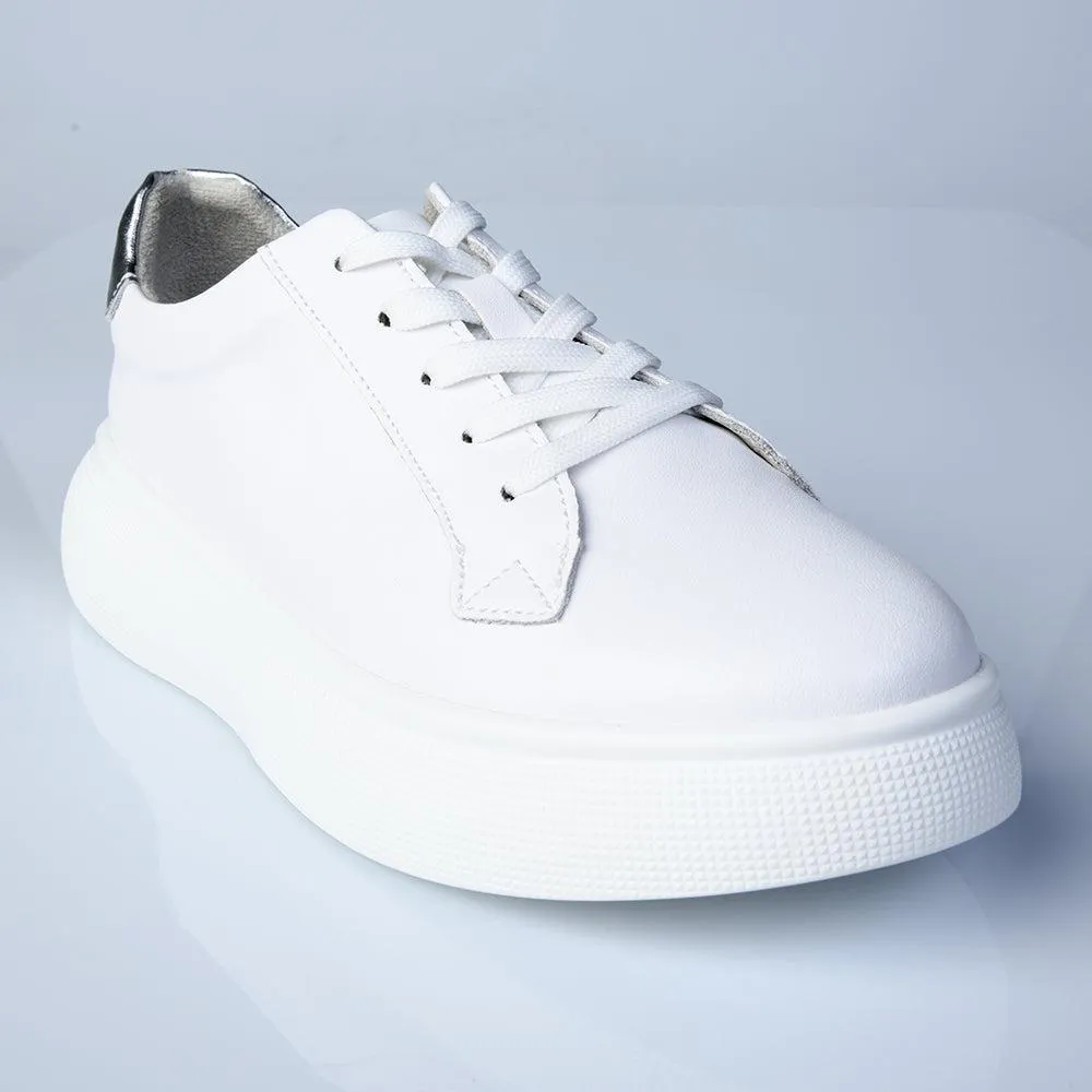 Julz Bayley Leather Platform Sneaker - White Plush Cushion