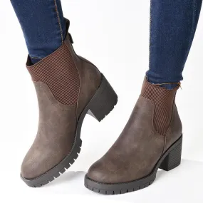 Insulated Rural Traveler Urban Footwear Madison Ella 2 Ribbed Gusset Ankle Boot - Chocolate