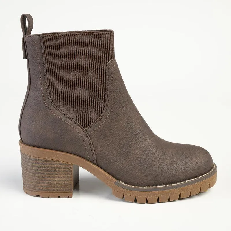 Street Style Madison Ella 2 Ribbed Gusset Ankle Boot - Chocolate