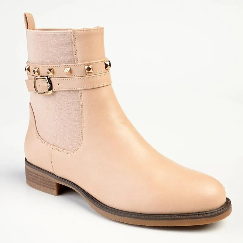 Madison Jenny Lynn Gusset Studded Ankle Boot - Nude Shock Absorbing River Crossing Lightweight Feel
