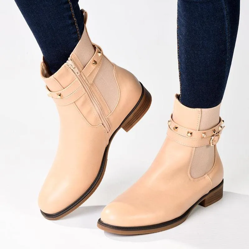 Comfort And Durability Madison Jenny Lynn Gusset Studded Ankle Boot - Nude