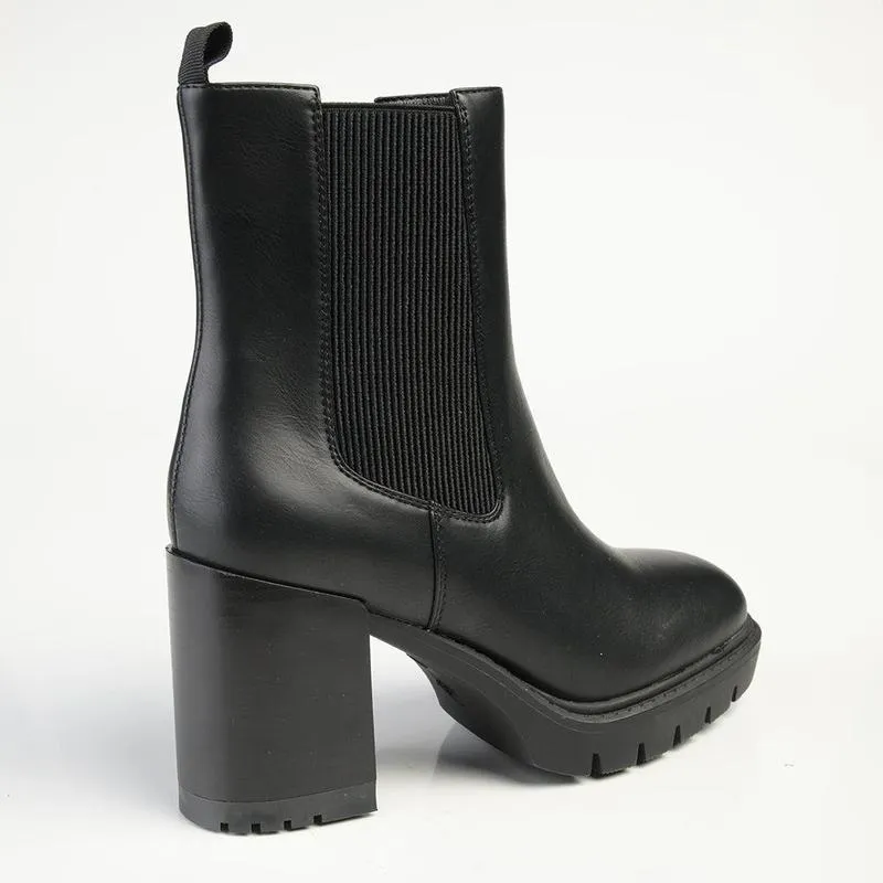 Madison Jones Chelsea Block Heel Boot - Black Trendy