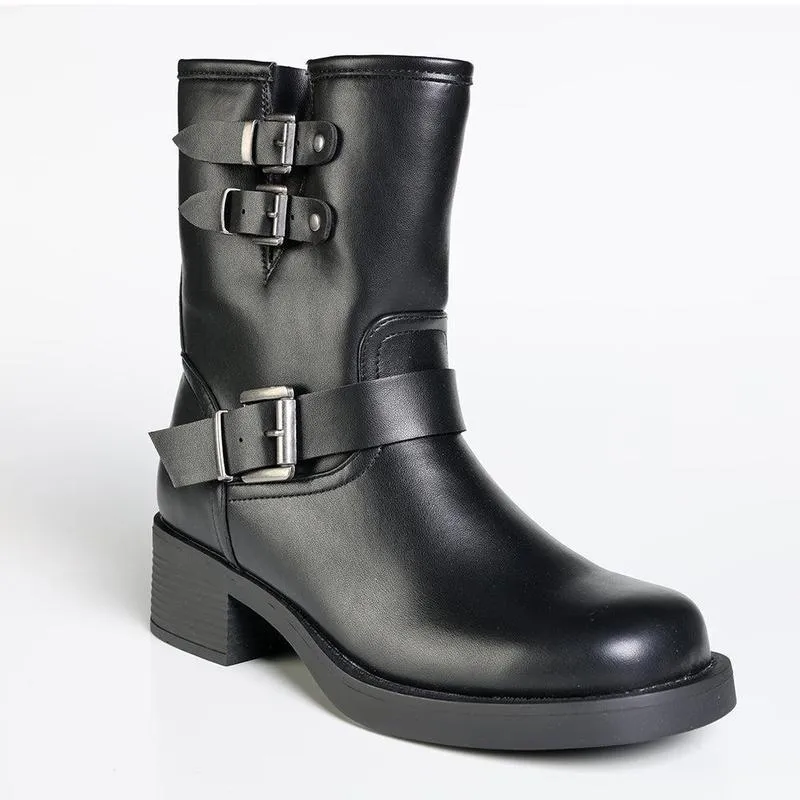 Madison Jorin 3 Buckle Biker Boot - Black Premium Protection Breathable Design