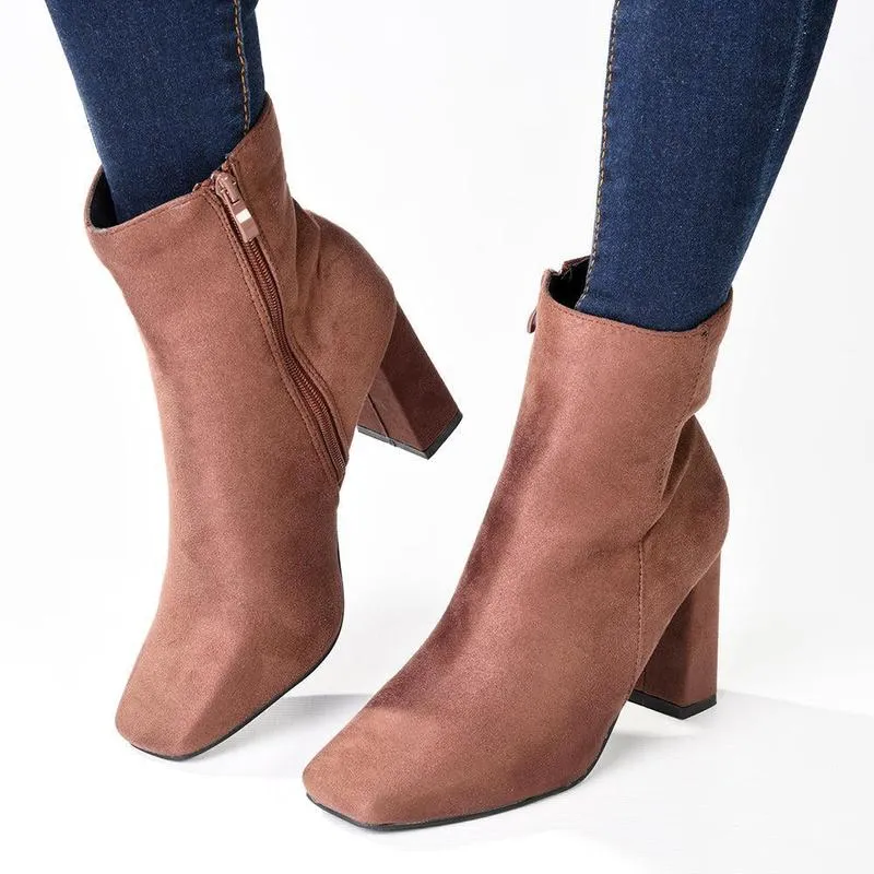 Madison Joy Block Heel Ankle Boot - Brown Year Round