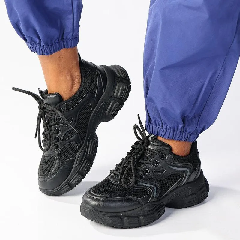 Modern Routine Madison Ladies High Fashion Apollo Sneaker - Black