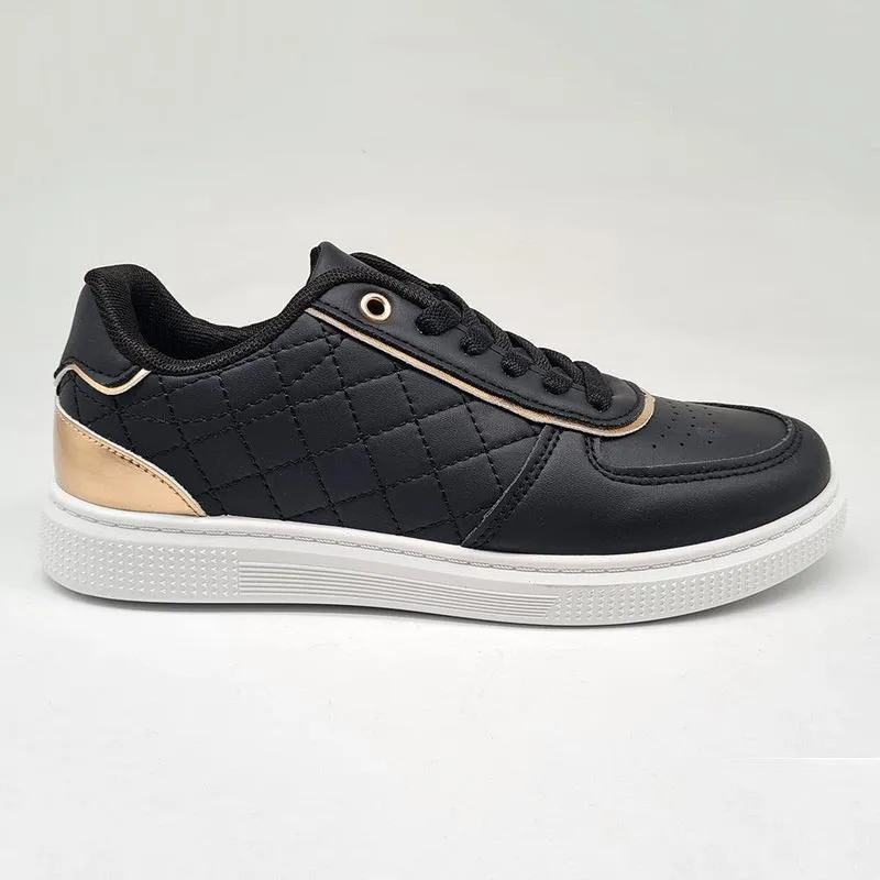 Cycling Comfort Modern Casual Madison Ladies High Fashion Cyprus Sneaker - Black/ Rose Gold