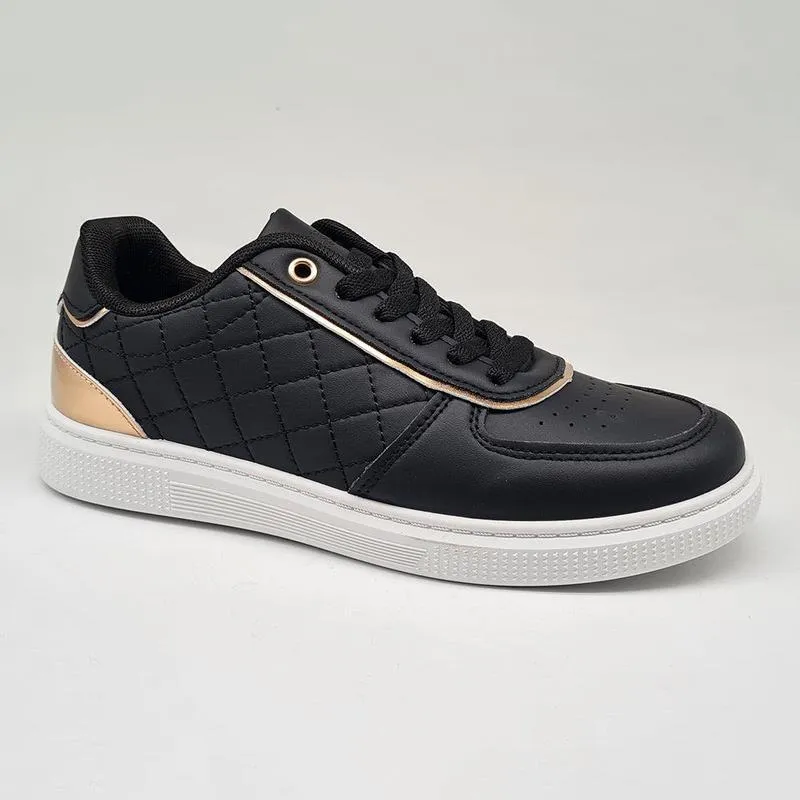 Madison Ladies High Fashion Cyprus Sneaker - Black/ Rose Gold Smart Performance