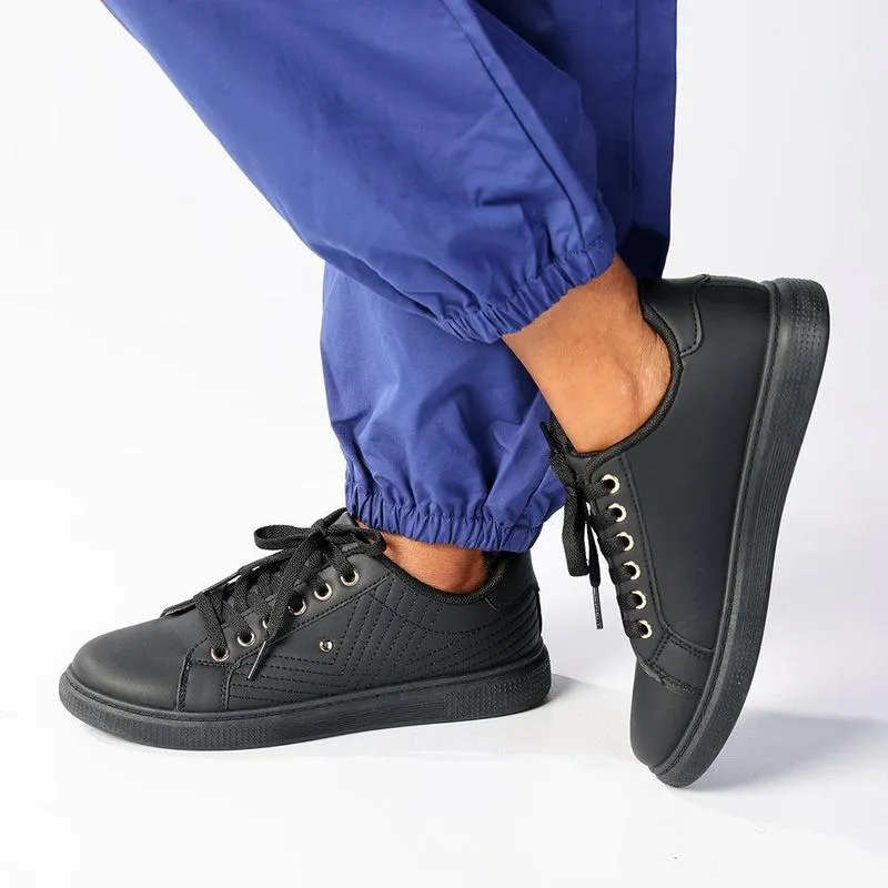 Training Gear Non Slip Tread Madison Ladies High Fashion Monroe Sneaker - Black