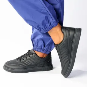 Madison Ladies High Fashion Sceva Sneaker - Black Low Profile Cushion