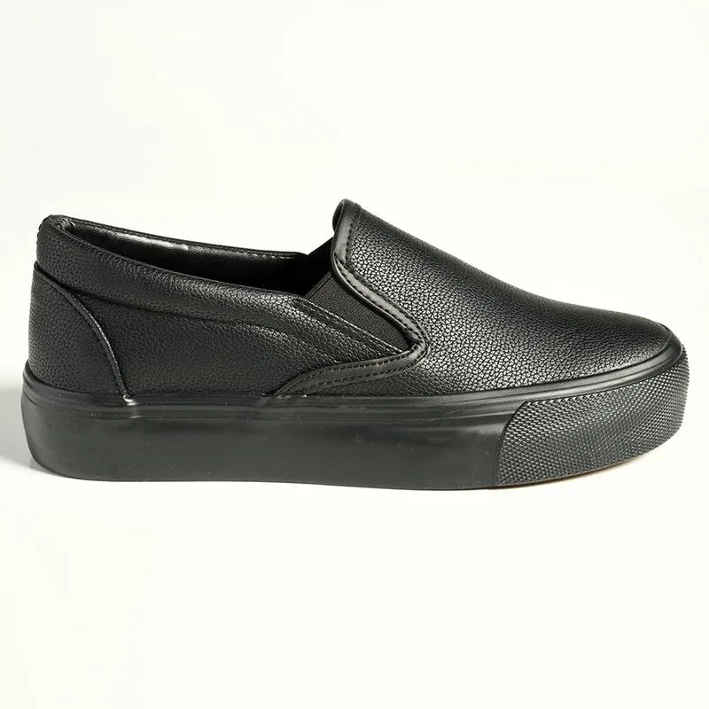 Madison Ladies Platform Slip On Sneaker - Black Mono Pressure Relief Zones