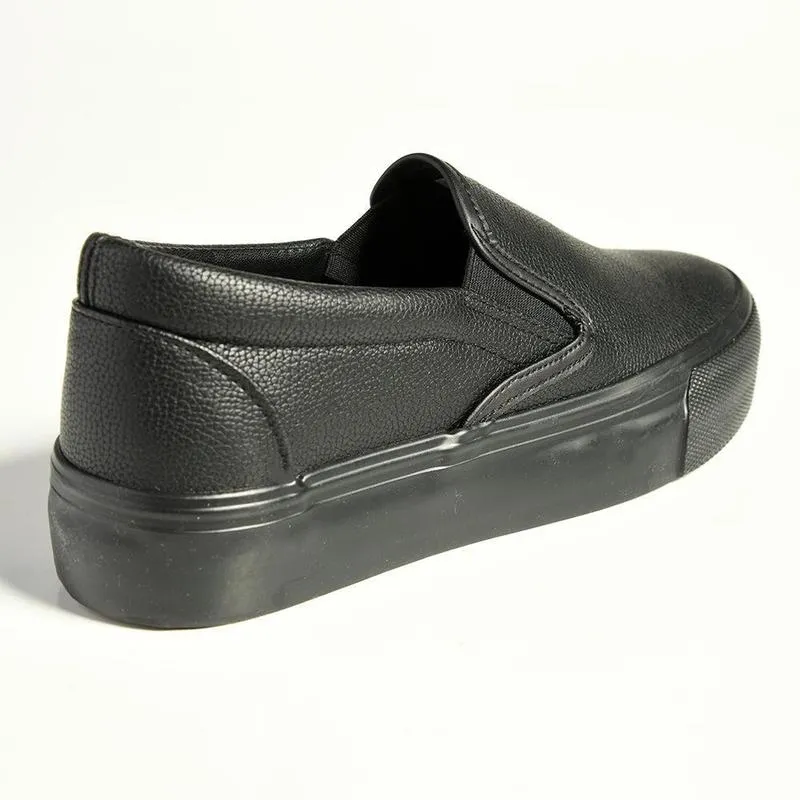 Madison Ladies Platform Slip On Sneaker - Black Mono Clean Aesthetic Moisture control