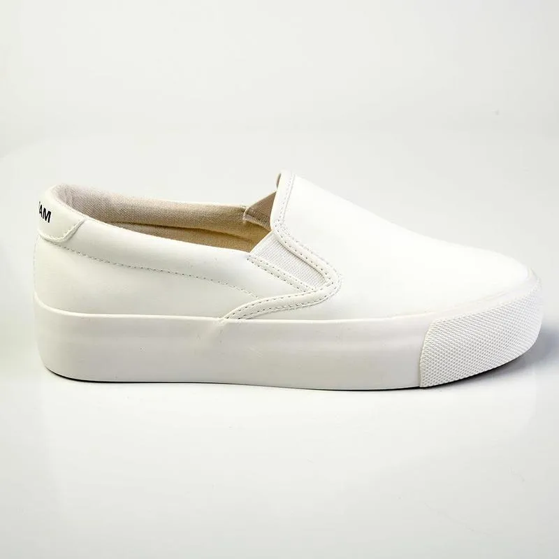 Madison Ladies Platform Slip On Sneaker - White Sport Performance Basketball Ready