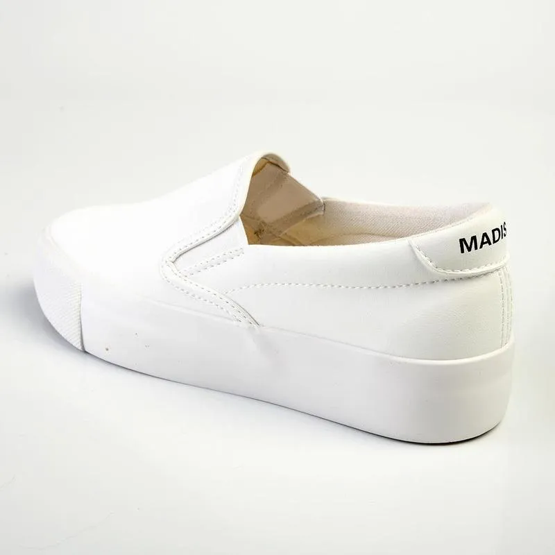 Madison Ladies Platform Slip On Sneaker - White Ultra Responsive Foam Active Walk