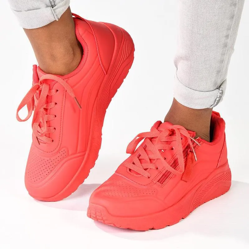 Madison Ladies Side Zip Detailed Sneaker -  Red Reinforced Collar Padding