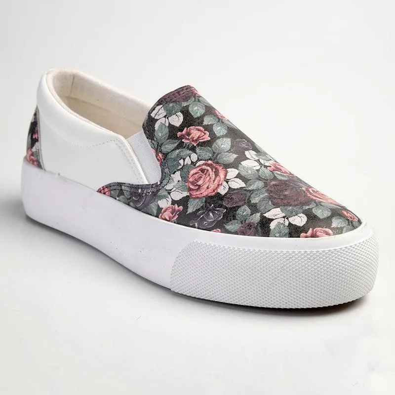 Retro Styling Madison Lala Youth Floral Sneaker - Black Multi