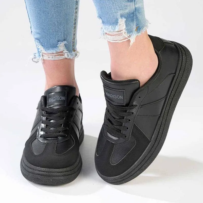 Madison Platform Lace Up Fashion Sneaker - Black Ventilation Port System