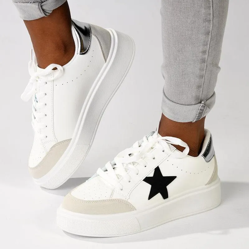 Anatomical Shape Design ZipUpClosure Madison Star Fashion Sneaker - White