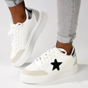 Anatomical Shape Design ZipUpClosure Madison Star Fashion Sneaker - White
