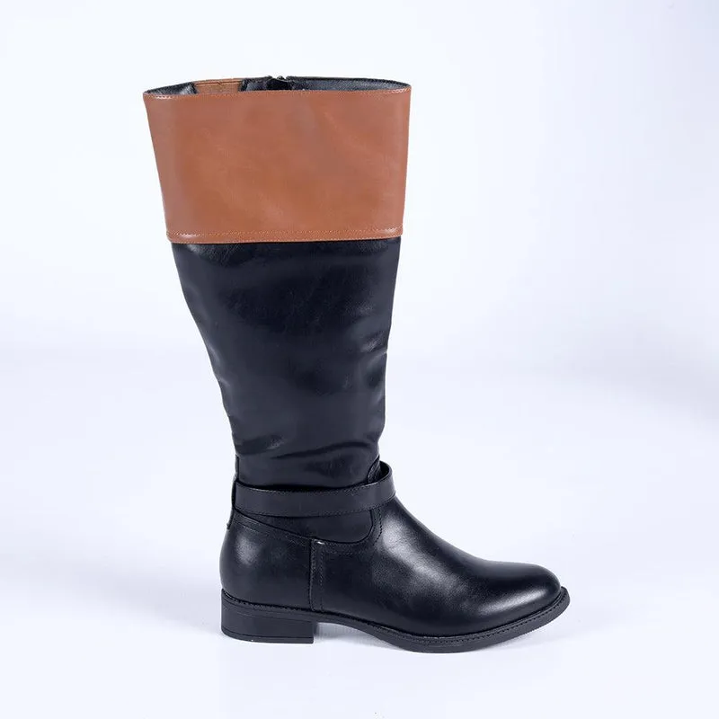 Madison Vienna Two Tone Rider Boot - Black/Tan Easy Match Daily Mission