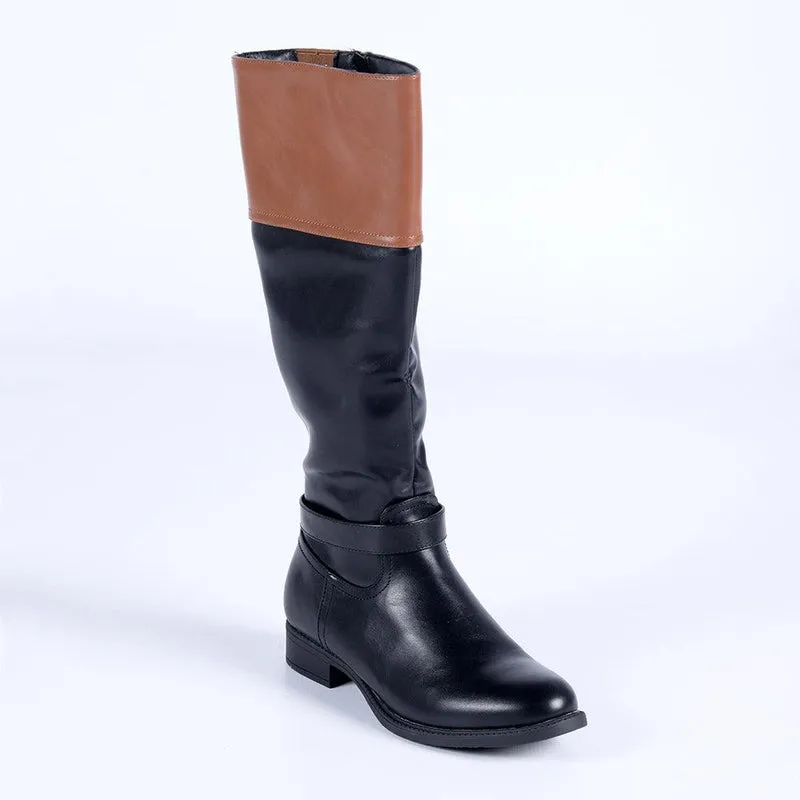 Madison Vienna Two Tone Rider Boot - Black/Tan Impact Resistant