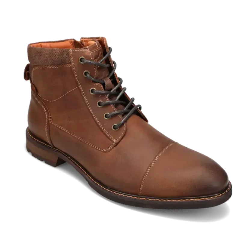 Minimal Color Men's Lodge Cap Toe Lace Up Boot Brown